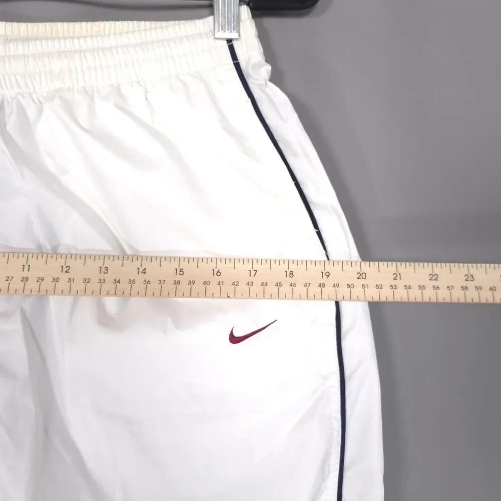 NIKE Men’s MEDIUM Track Pants VINTAGE 90s White Spellout Swoosh Zip Ankle